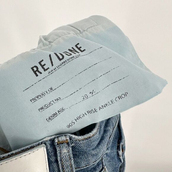RE/DONE 90s High Rise Ankle Crop Jeans Button Fly Raw Hem Medium Wash Women's 26 - Picture 9 of 9